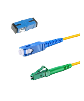 GLASVEZELKABEL-SET BLAUW (KABEL MET KOPPELBLOK) (SC-UPC/LC-APC) 2 METER